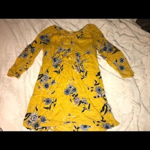 Old Navy Mustard Yellow Floral Lined Dress